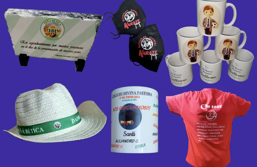 Tazas de comunión, camisetas, placas conmemorativas y artículos personalizados